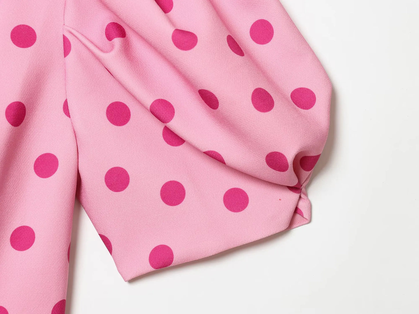 TFMLN Women's Sweet Blouse 2026 Street Chic O Neck Tee Female Summer Casual Vintage Polka Dot Puff Short Sleeve Tops New