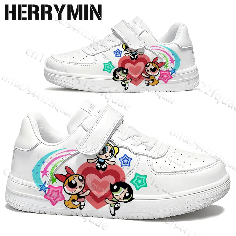 2026 Boys Girls Powerpuff Girls Cartoon 3D Print Parent Child Shoes Woman Simple Four Season Casual Sneaker Size 28-40