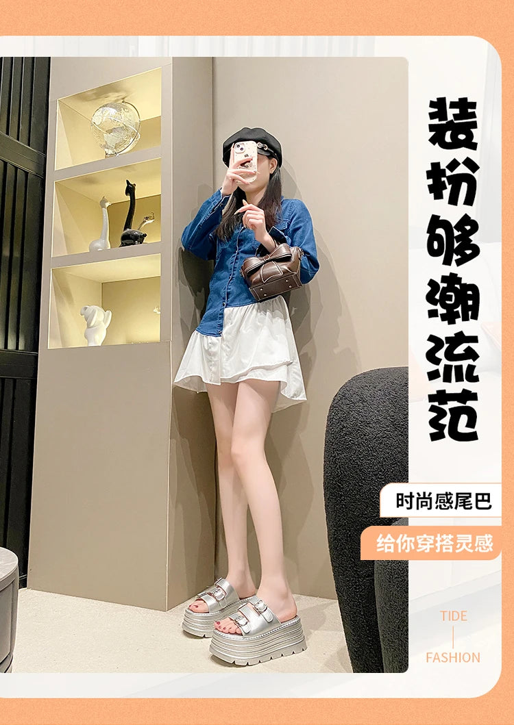 New Fashion Slippers Women Thickness Wedges High Heels Leisure Summer Sandals Female Platform Fish Mouth Shoes Ladies Slippers