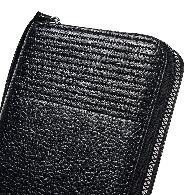 New Color Men`s Long Wallet For Men Rfid Blocking Clutch Organizer Zipper Leather Business Id Credit Card Holder Purse 2024 New