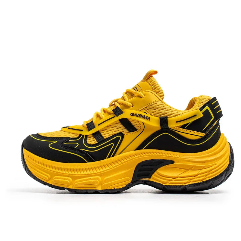 Professional Running Shoes Unisex Thick Bottom Sport Shoes Men Women Luxury Brand Walking Jogging Shoe Couples Yellow Sneakers