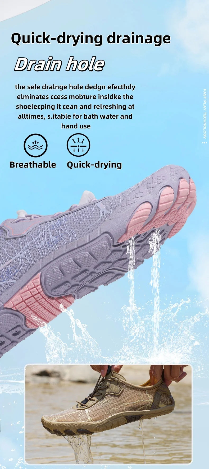 Men's and Women's Water Shoes, Barefoot Shoes, Quick-drying Shoes, Beach Water Shoes, lightweight Sports Shoes,Surfing, Fishing