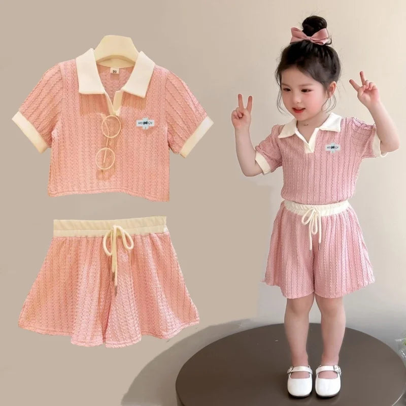 Kids Girls Short Sleeve Top+Shorts 2Pcs Clothes Set Children New Summer Casual Outfits Comforts Sportswear Suits For 2-10 Years