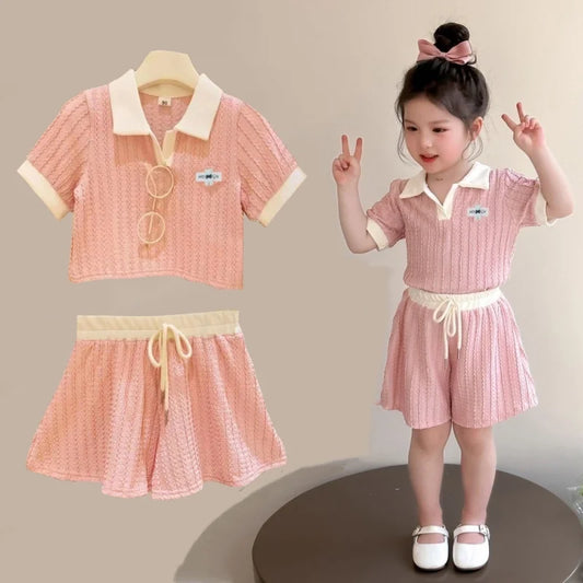 Kids Girls Short Sleeve Top+Shorts 2Pcs Clothes Set Children New Summer Casual Outfits Comforts Sportswear Suits For 2-10 Years