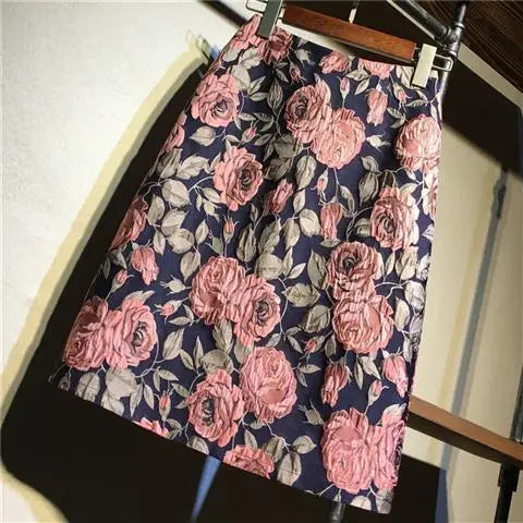Autumn 2023 High Waist A-line Skirts Light Mature One Step Skirt Ladies Medium Length Retro Wrapped Hip Skirt Jacquard Skirt
