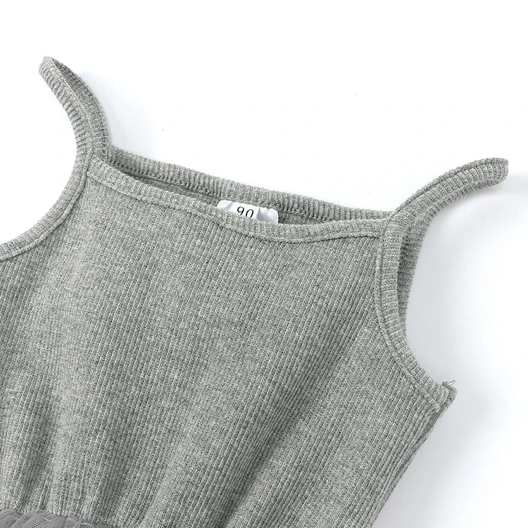 Fashion Cute Girls Casual Dresses Solid Color Sleeveless Suspenders Girls Dress Summer Kids Dresses for Girls 1-8 Years