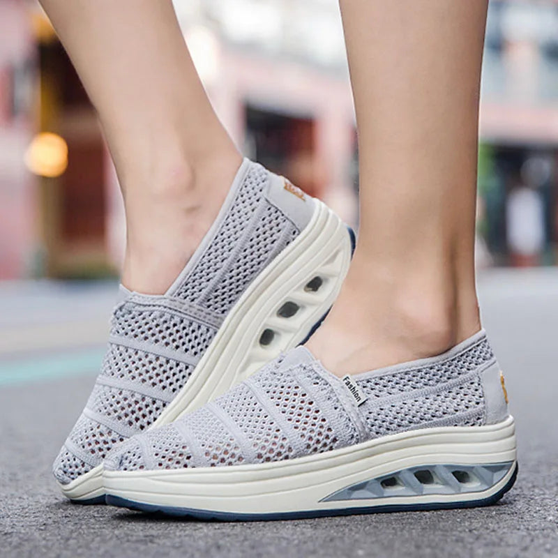 Women's Mesh Breathable Loafers Solid Color Slip On Summer Platform Sneakers Women Walking Casual Shoes Zapatos Mujer WSH5094