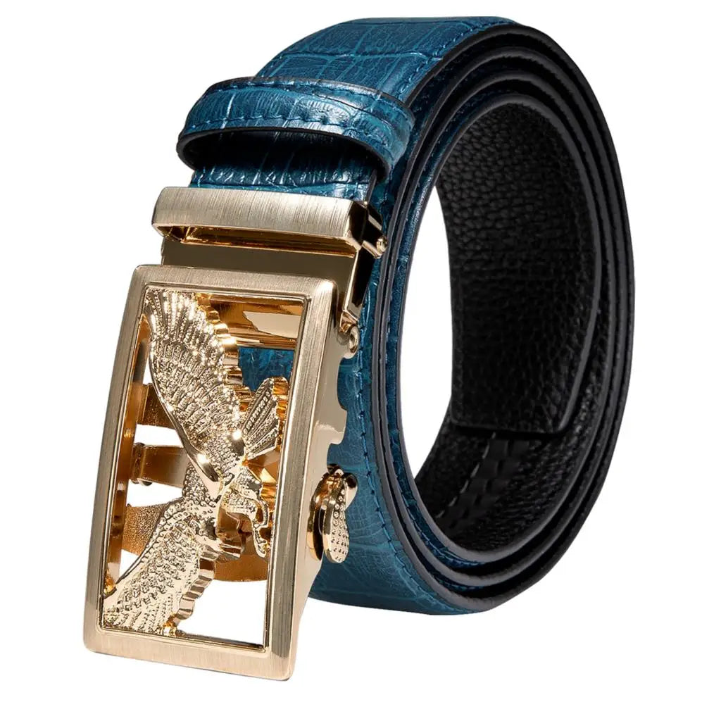 High Quality Mens Belts Black Brown Blue White Green Leather Straps Casual Gold Automatic Buckles Waistband Belt for Men Wedding BAZAARHUBO