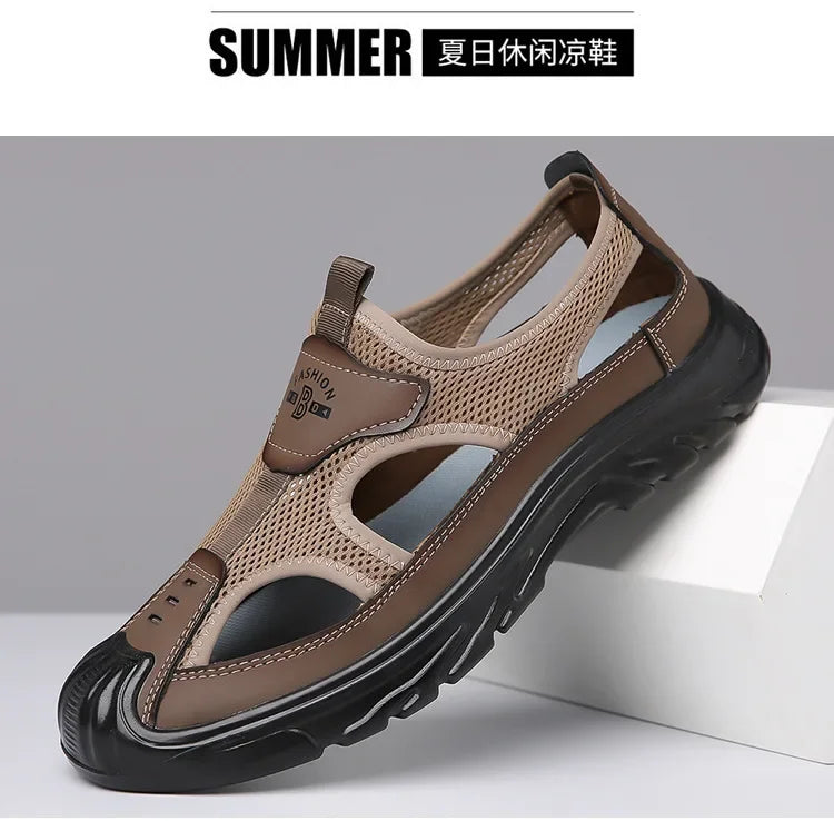 Sandals Breathable Men Shoes Mesh Outdoor Men Hollow Sandals Antiskid Beach Sandals Flats Footwear Zapatillas Hombre 2025