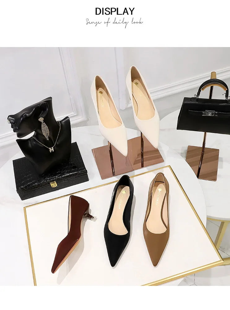 BIGTREE Shoes Women 4.5 Cm Heels Pointed Toe Woman Pumps Fashion Kitten Heels Large Size 34-43 Sexy Mid Heeled Female Shoes 2026