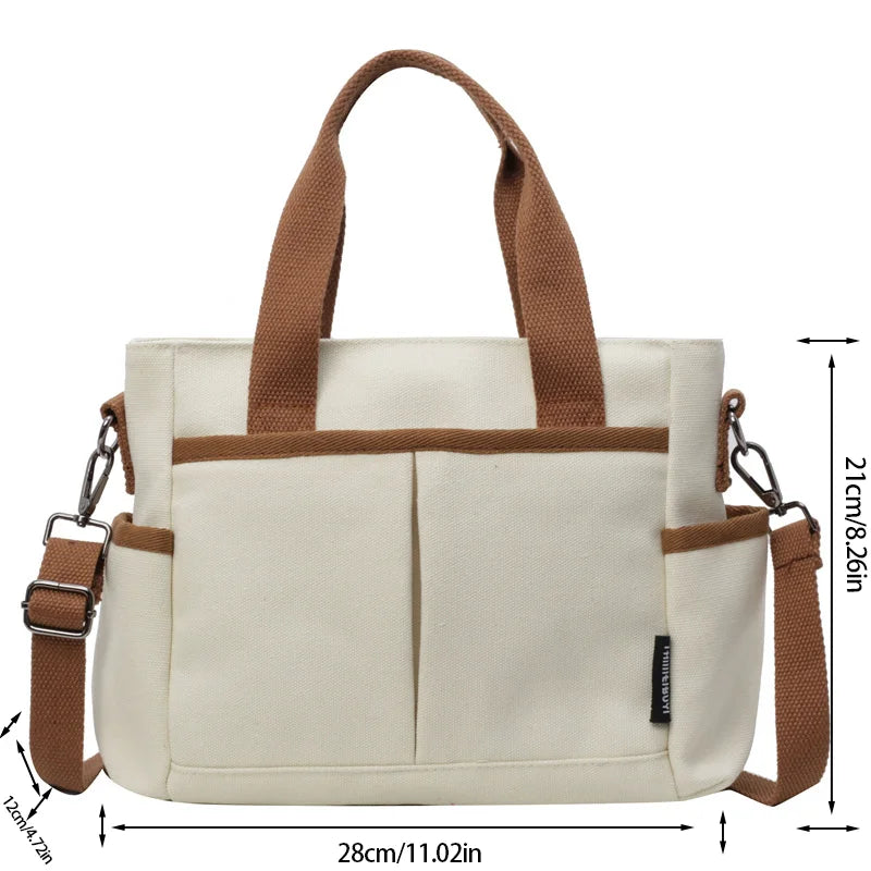 Women's Bag Multiple Pockets Shoulder Bag Large Capacity Canvas Tote Handbag For Women Daily Commuting Shopping Bag
