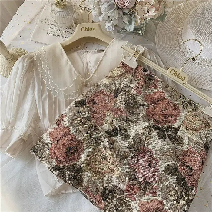 American Style Skirts Women Retro Streetwear Summer Party Ladies Floral Mini Trendy High Waist Slim Maillard Gentle Faldas Cozy