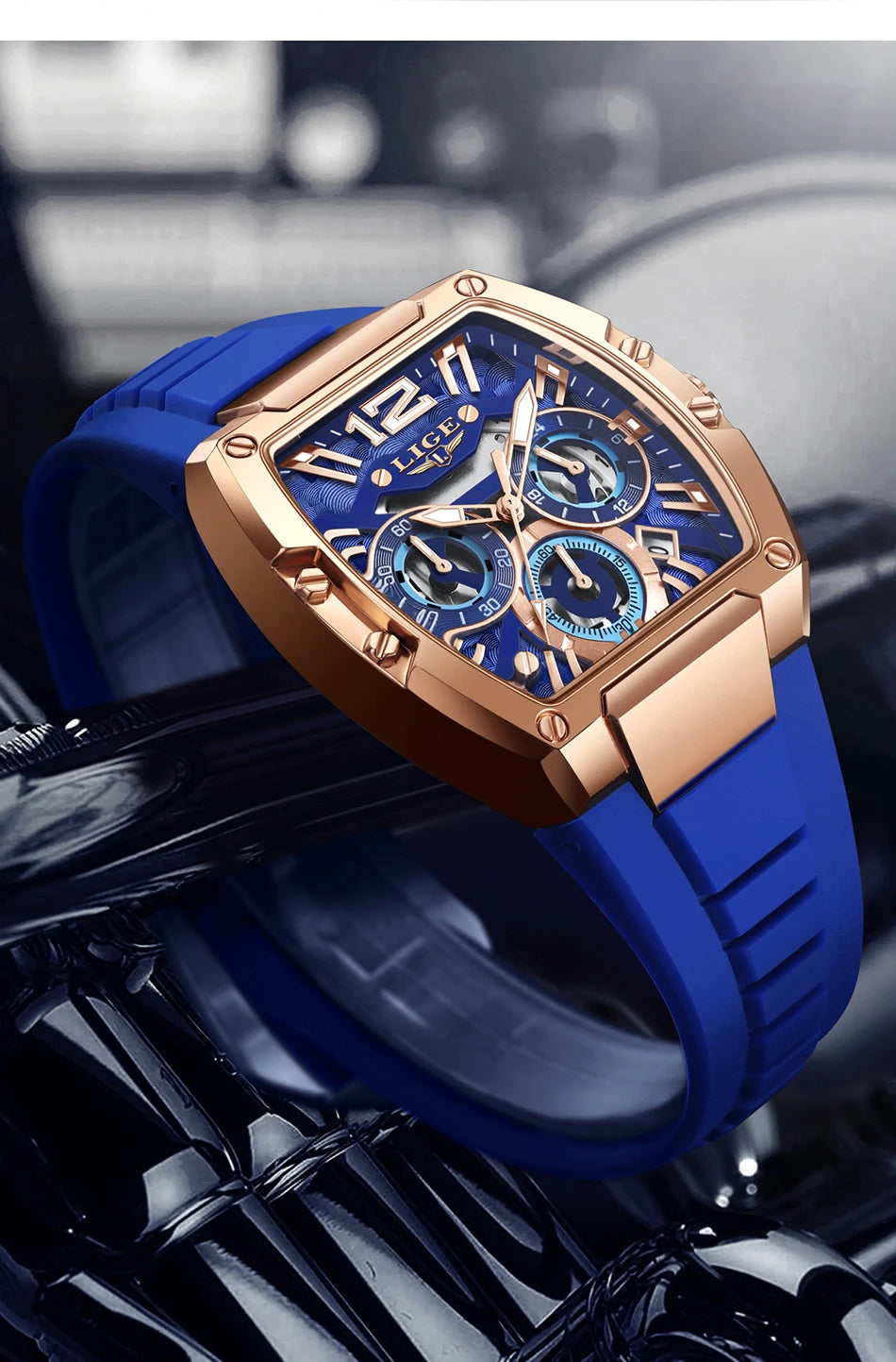 LIGE Fashion Simple Man Watch Casual Sports Military Waterproof Silicone Strap Luminous Quartz Watches for Men Chronograph Gifts