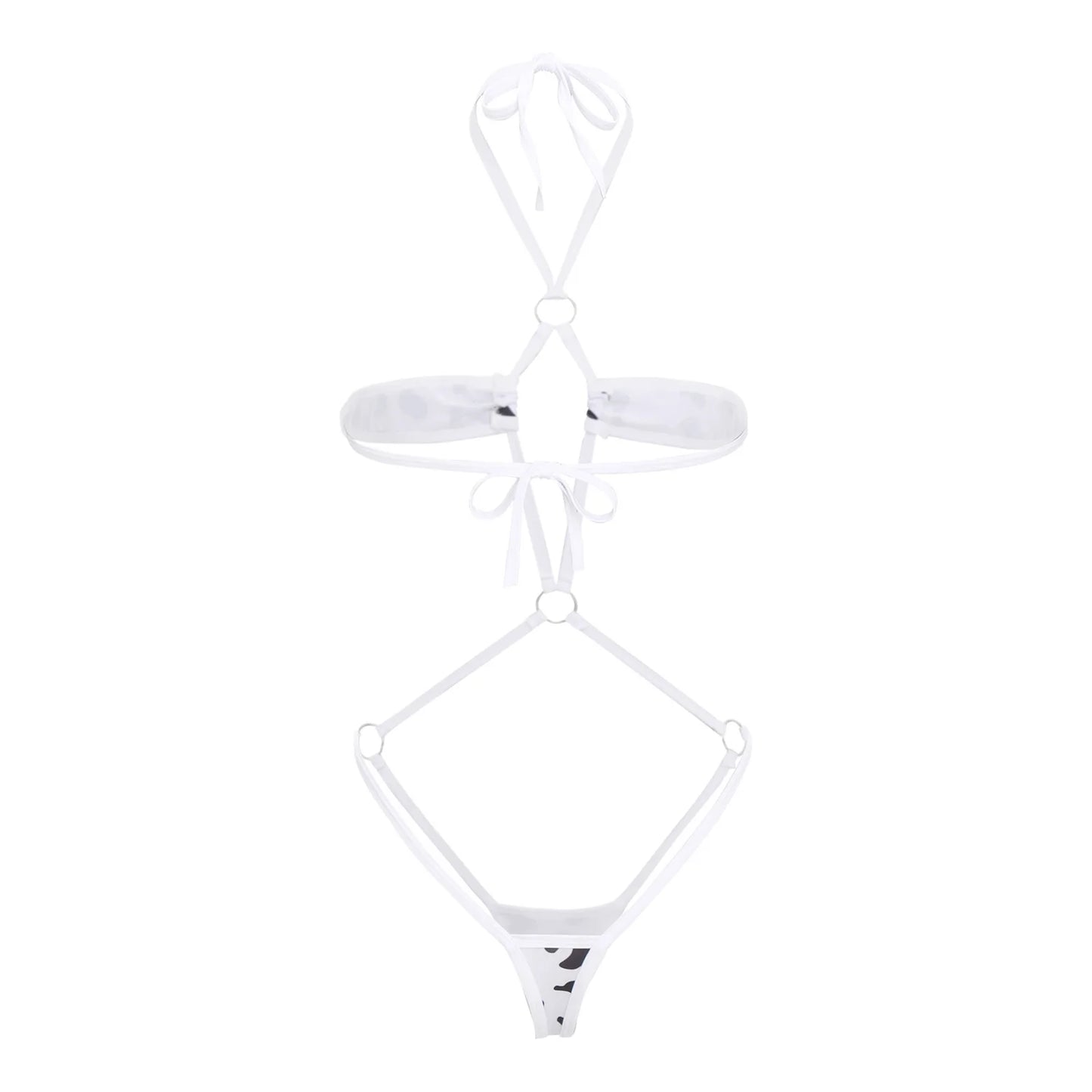 Women Micro Bikini Bodysuit Halter T-back Adjustable Swimsuit One-piece Lingerie Nightwear Summer Sexy Mesh Monokini Swimwear