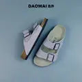 Genuine Leather Men Women Cow Suede Slippers Boy Girl Beach Slides Classic Cork Footbed Women Sandals  With Orthopedic Diabetic