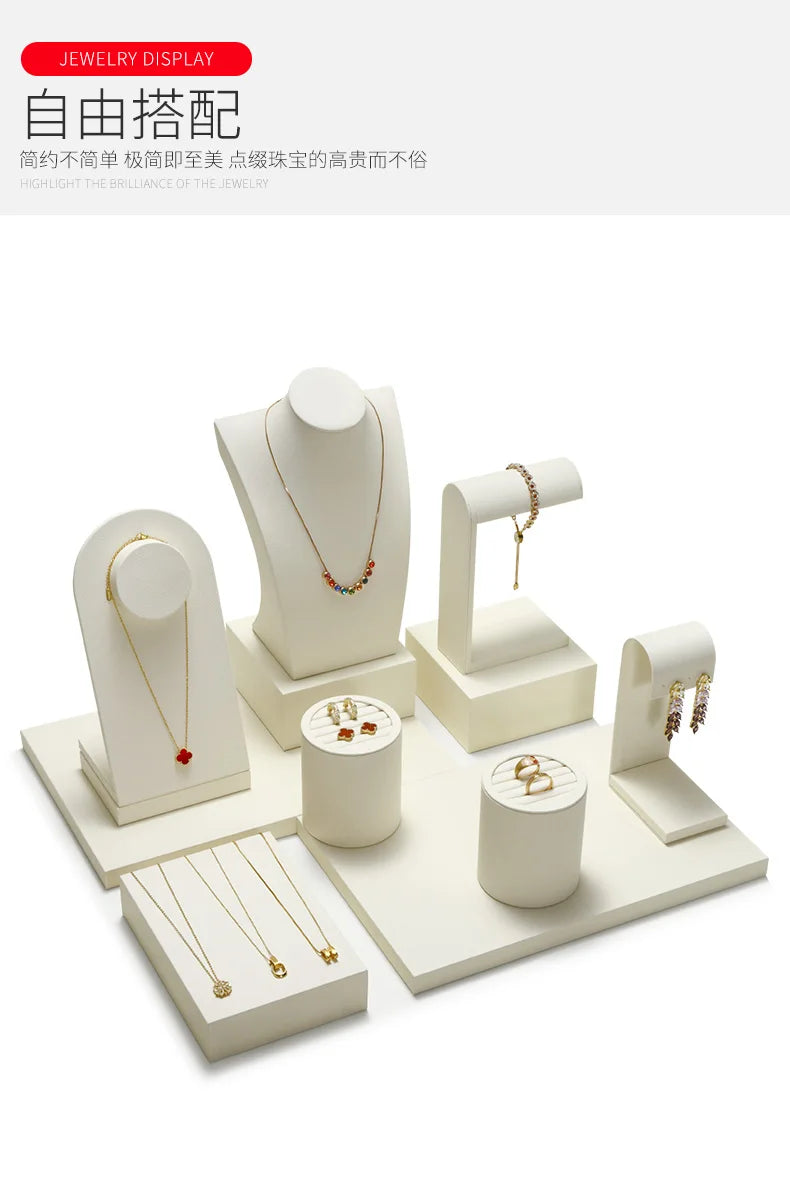 High end showcase jewelry display props, rings, necklaces, earrings display racks, counters, jewelry display sets, and tables