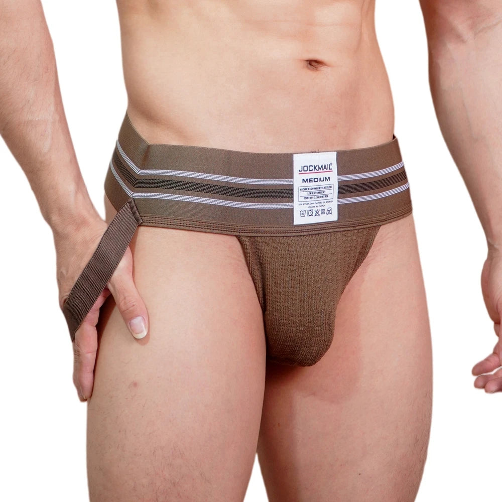 JOCKMAIL Men Athletic Supporters Jockstrap Thongs Mens Underwear  Underpants Bikini  3" Elastic Waistband  Hombre Panties