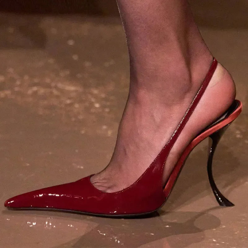 European and American Spring and Summer Fashion Party Dress Shoes Elegant Women's Stiletto High Heels Back Hollow Sandals