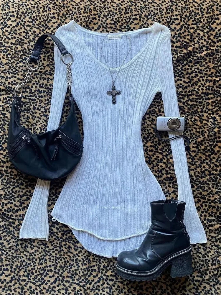 NEW Rock Goth Hip Hop Y2K Dress Frock Streetwear High Street Fashion Sexy Jersey Dress Classic Minimalist Yarn Skirt Casual