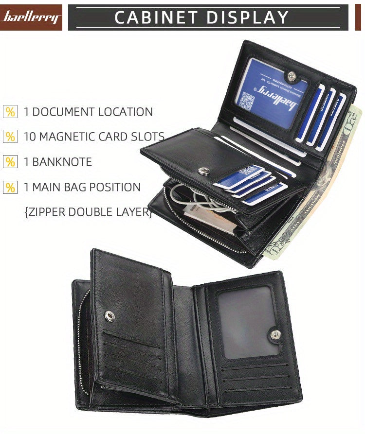 Fashion Men Wallets Zipper Card Holder High Quality Male Purse PU Leather Coin Holder Wallet