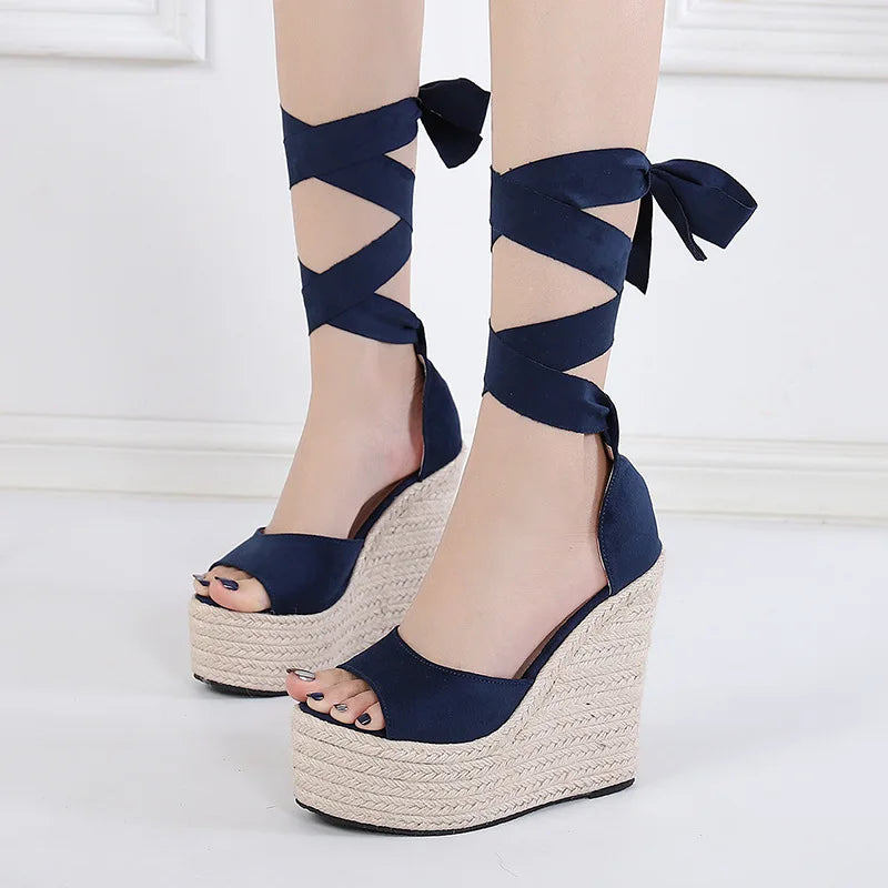 Women's wedge Espadrille Ankle Strap Sandals Comfortable Slippers Ladies Womens Casual Shoes Breathable Flax Hemp Canvas Pumps