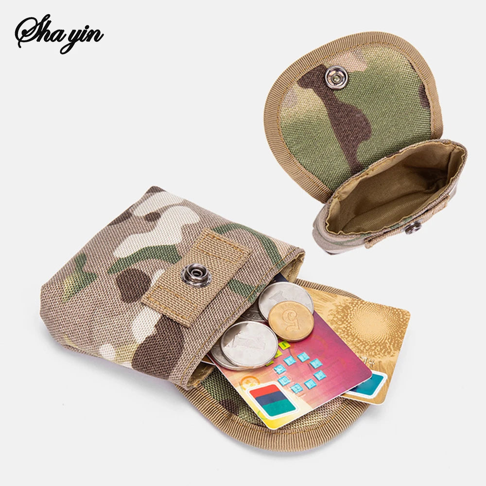 Waterproof Camp Mini Oxford Fabric Keychain Bag, Outdoor Hunting Camouflage Waist Bag for Earphone Keys Coin，EDC Carry Organizer