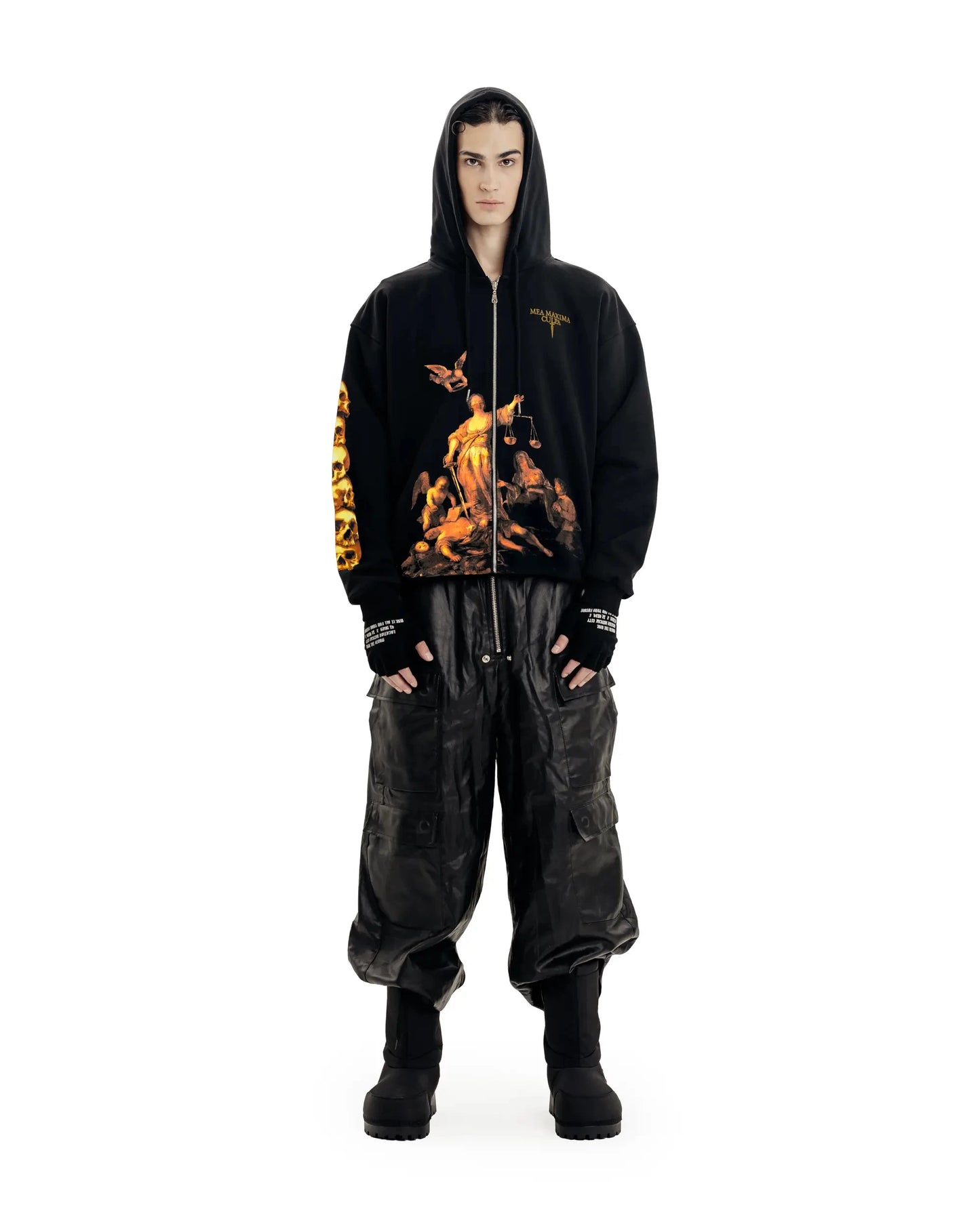 Streetwear Men Zipper Hoodie justice Graphic Print Zip Hooded Pullover Sweatshirt Hip Hop Jacket Y2K Coat Clothing Goth Top Punk
