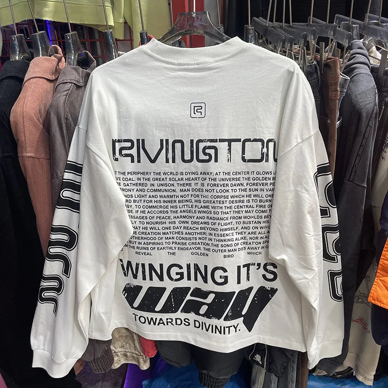 Best Quality Cotton Cement White RRR-123 Base T-Shirt Men Women High Street Graphics Logo Print RRR123  Long Sleeve T Shirt Tee