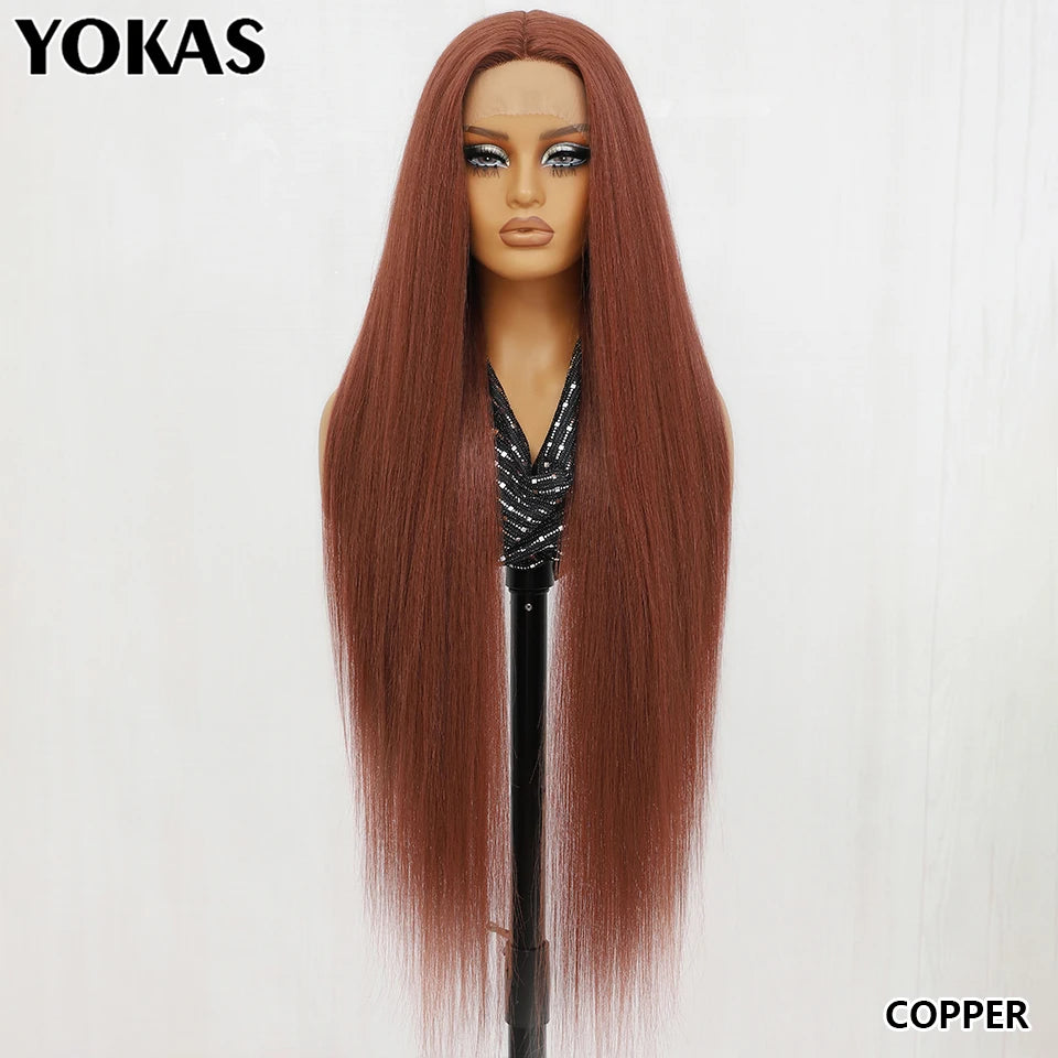 30 Inch Lace Frontal Wig Synthetic 13X6 Straight Hair Lace Wig For Afro Women High Temperture Fiber Blond Women Lace Frontal Wig