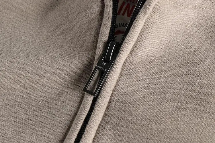 Men's Thickened Fleece Hoodie Sweatshirt Autumn Winter Heavyweight Sporty Casual Zipper Jacket Vintage Youth Open Cardigan