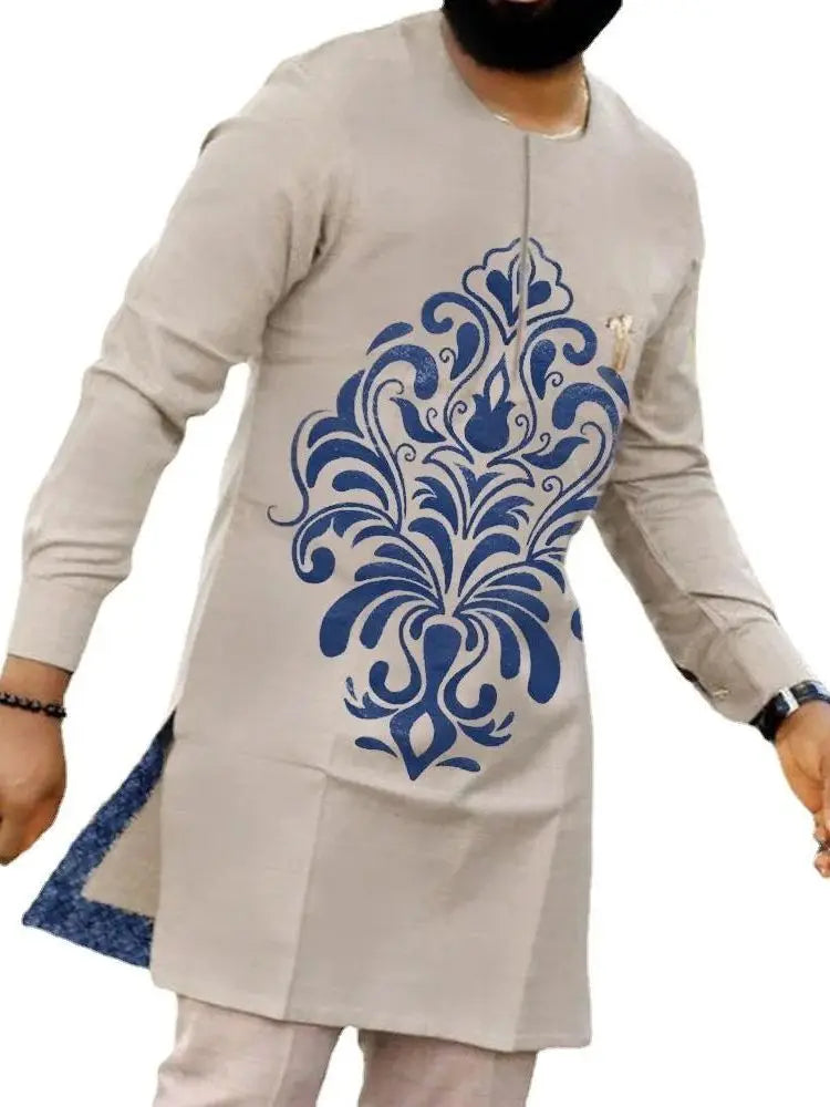 2026 New African Traditional Men's Set Casual Slim Fit Men's Suit Fashion Travel Men's Set Kaunda Style Men's Two Piece Set