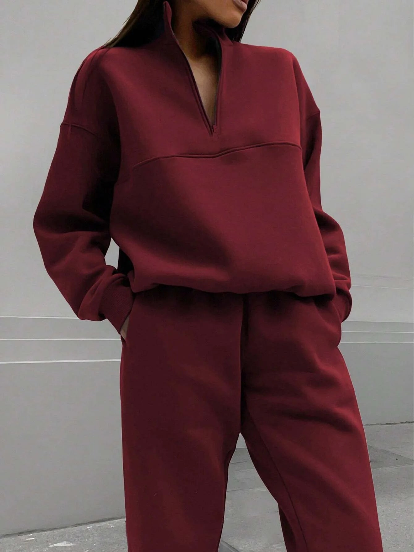 2026 Casual Pants Sets for Women Loose Long Sleeve Zipper Pullover Elastic Waist Trousers Two-piece Sets Women Tracksuit Outfits