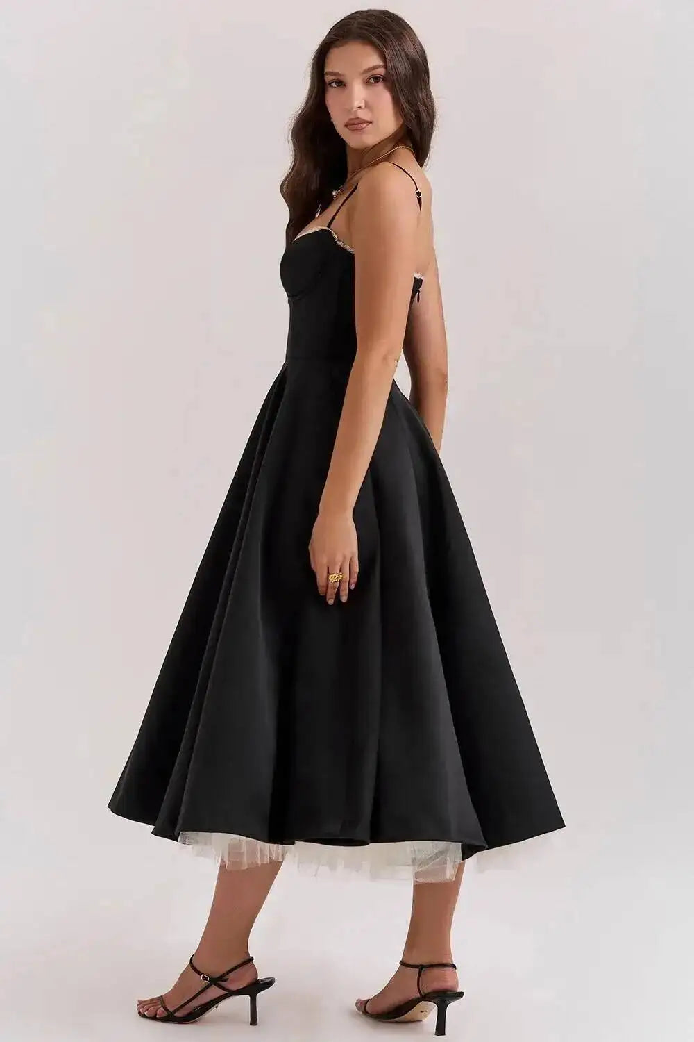 2026 Spring/summer High End Satin Strapless Heavy Industry French Waist Strap Sexy Hot Girl Medium Long Dress Women Elegant