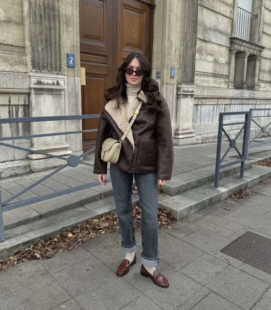 ETJ 2025 Fall/Winter New Arrival Women's ZW Series Double-Sided Collar Oversized Long-Sleeve Jacket Warm Coat 3548246