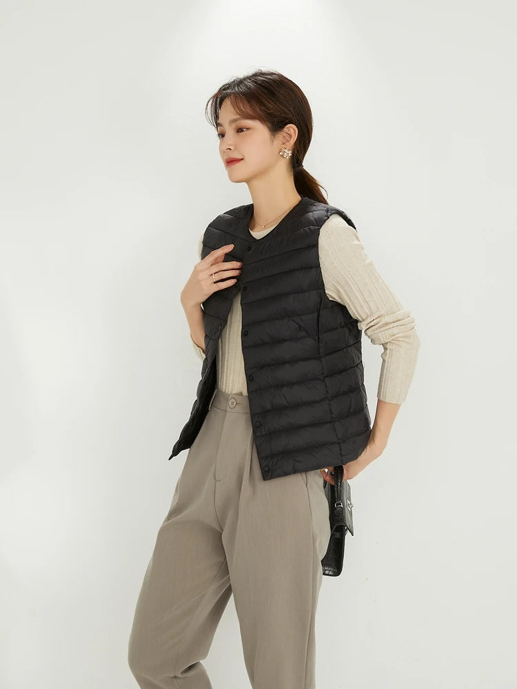 NewBang 90% Matte Fabric Womens Ultra Light Down Vest Waistcoat Sleeveless