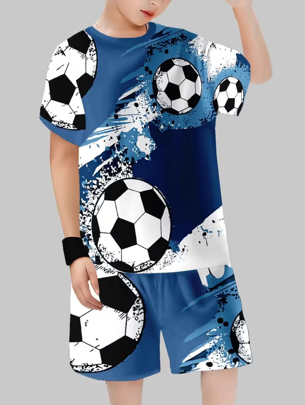 2026 Summer Children's Sports Set Football 3D Print Soccer Jersey Sets for Children Quick-Dry T-Shirt Shorts Children's Clothing