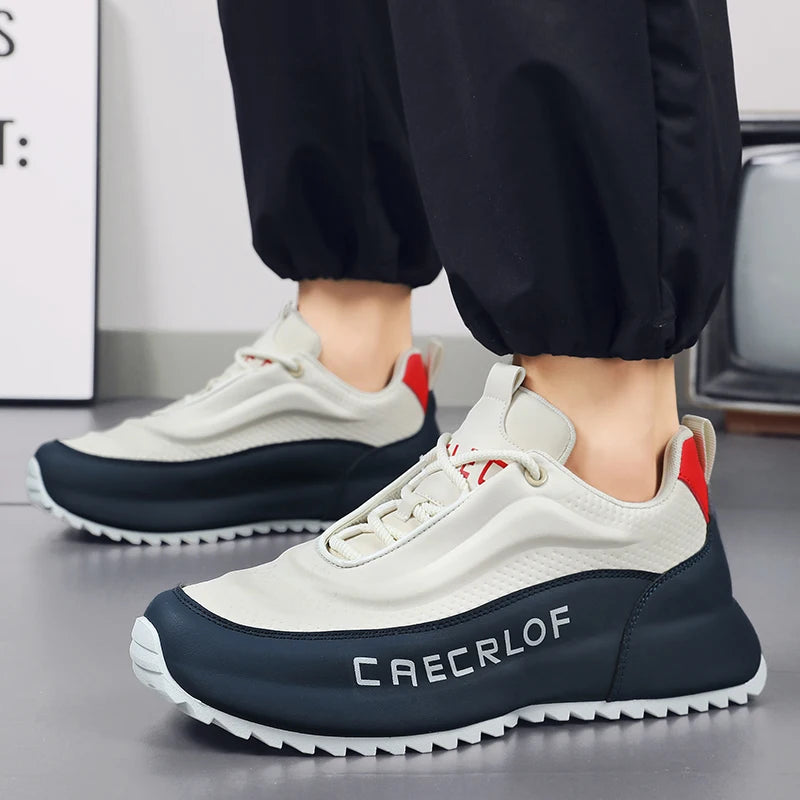 Men's Low-Top Fashionable Color-Blocked Casual Sneakers, with Comfortable Lining, Non-Slip and Wear-Resistant, Height-Increasing Thick Sole, Dual-Purpose Sports and Casual Shoes