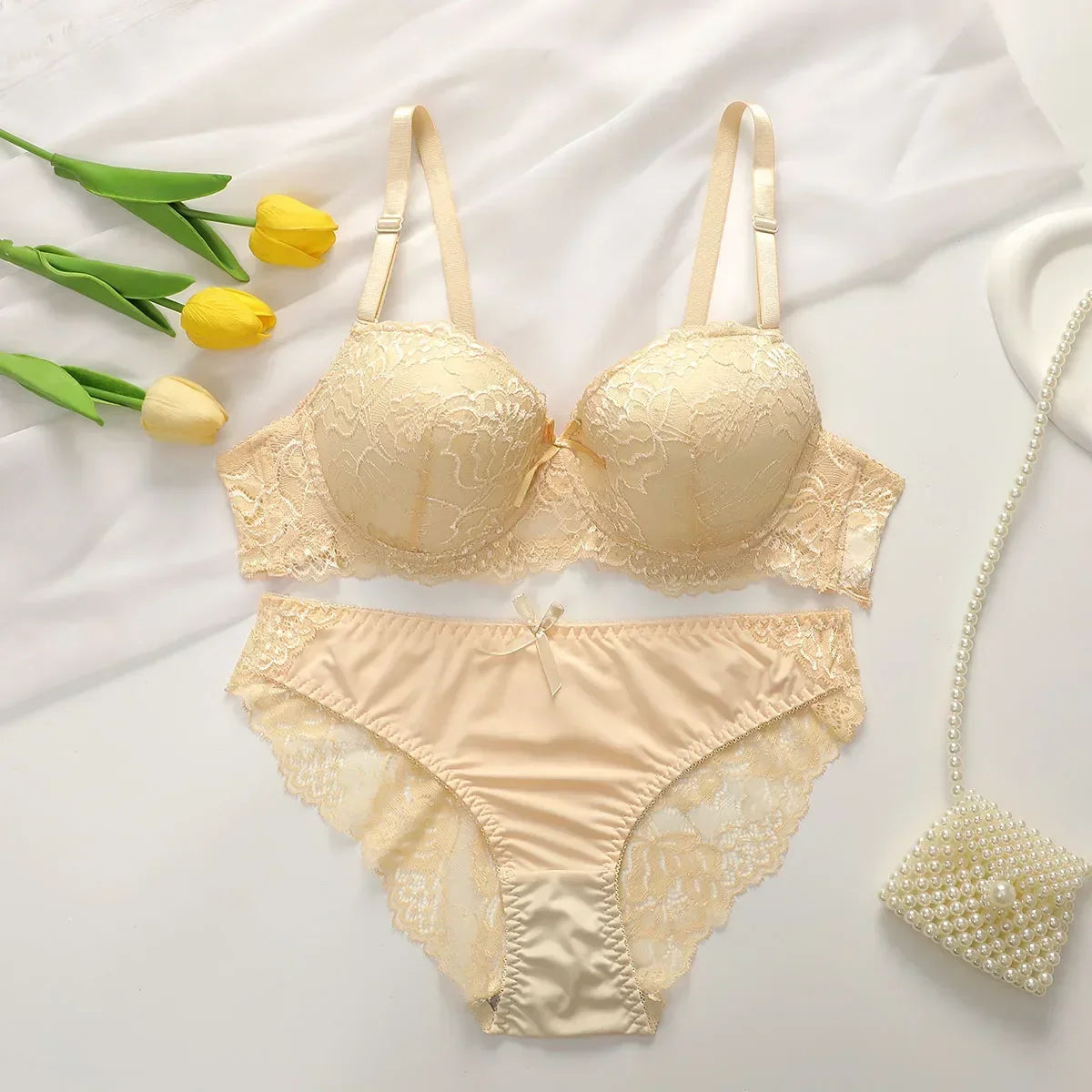 2-piece Sexy Multi-color Lingerie Set For Women's Gathering Push Up Underwear For Women's Flower Underwear