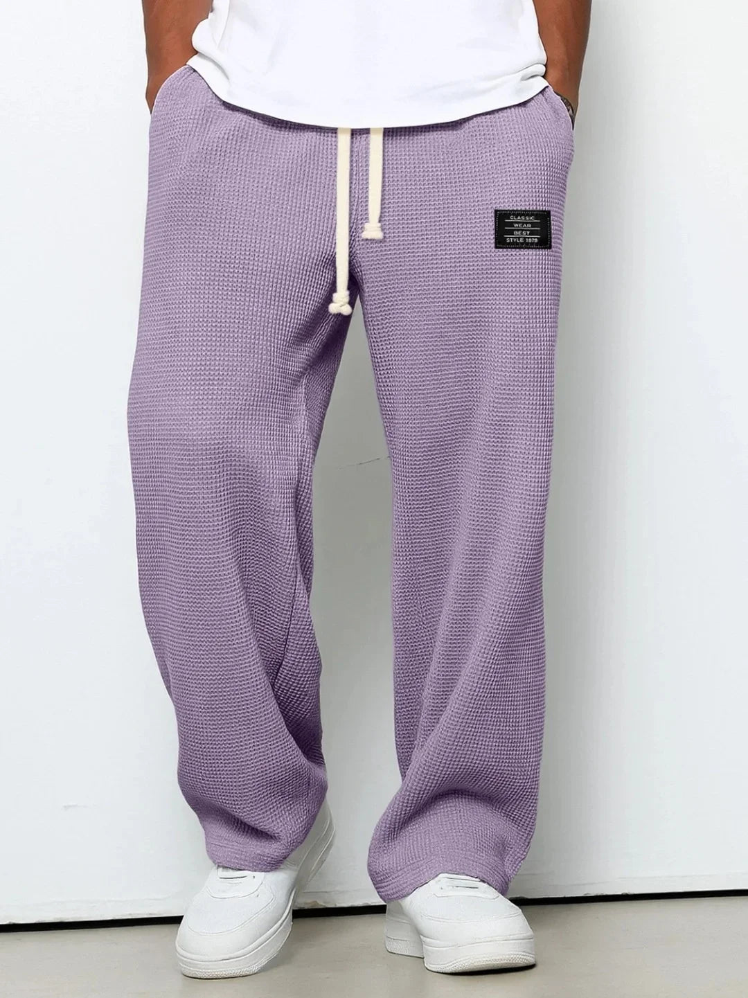 Summer Mens Corduroy Casual Pants Fashion Loose Fit Pants Straight Sweatpants Elastic Waist Drawstring Outdoor Streetwear