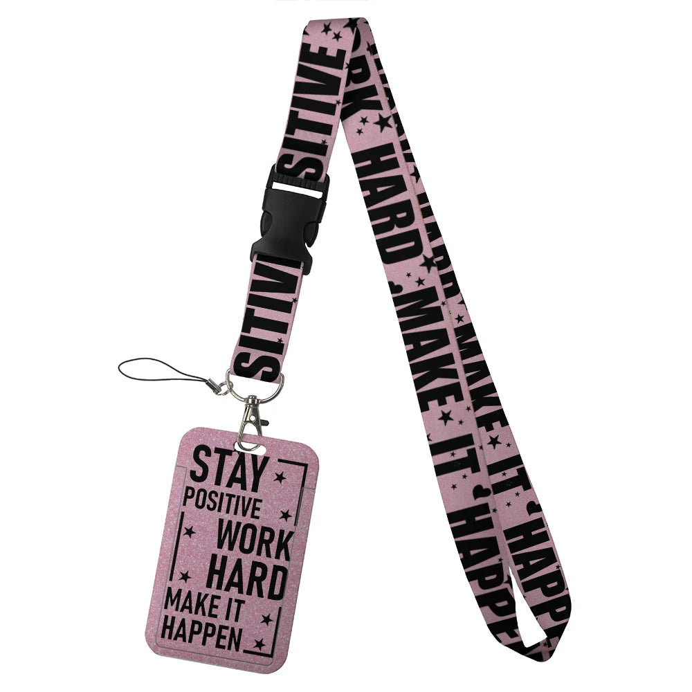 quotation card holder Lovely hanging rope  ID pass hang accessories holder lanyard Student  Bus passr protective Case