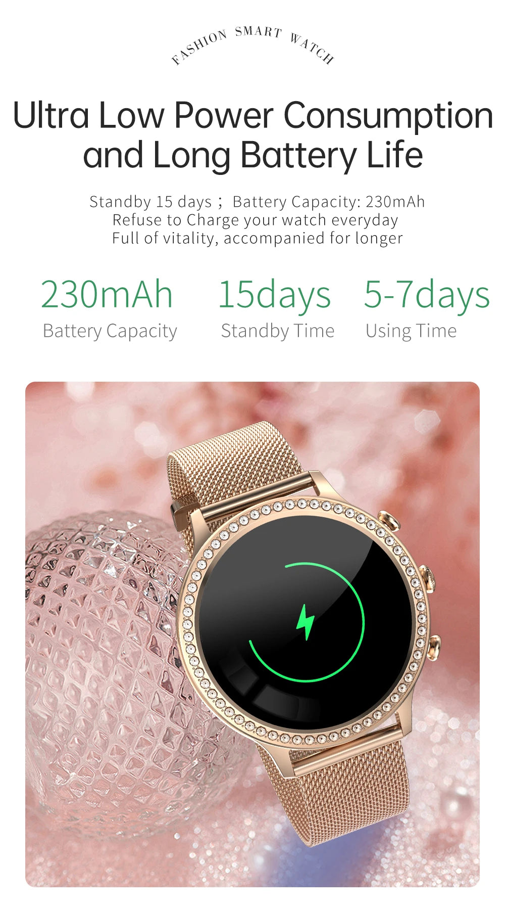 SmartWatch Women Bluetooth Call Smart Watches HD Large Screen Watches Multi-sport Mode Heart Rate Monitoring Strong Battery Life