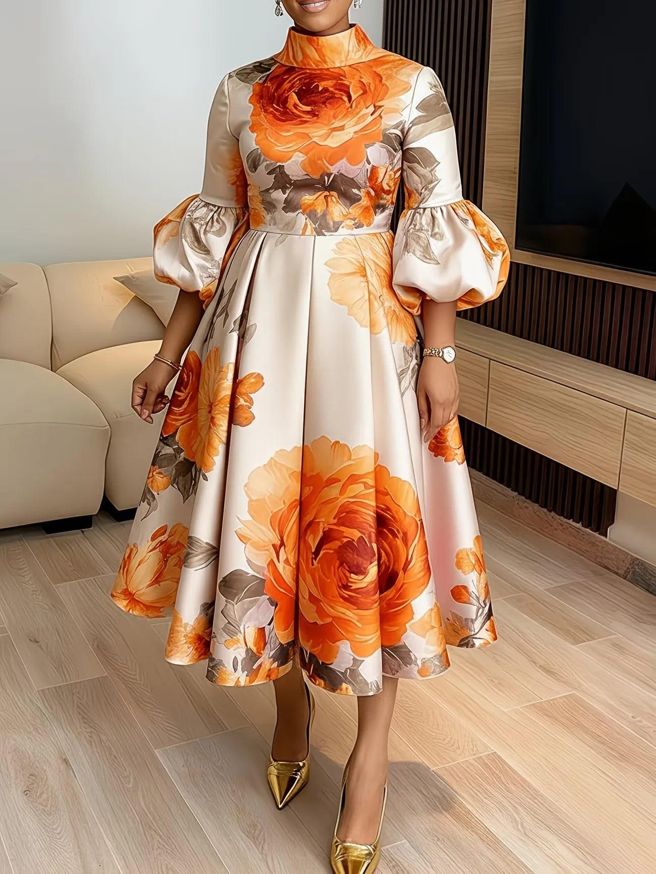 African Dresses for Women Elegant Ankara Dashiki Spring Summer Midi Dress Ladies Traditional Africa Clothing