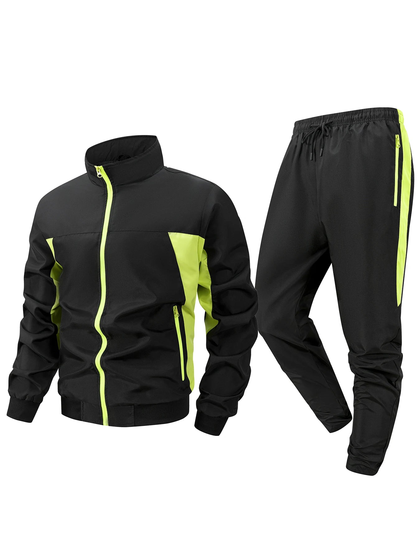 Men's Striped Print Tracksuit Set With Zip Up Jacket And Drawstring Sweatpant Perfect For Summer Outdoor Casual Fitness Training