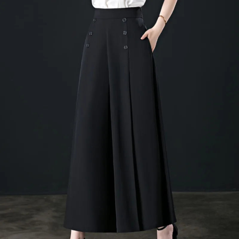 Women's Nine Loose Skirt Pants Draped Wide Leg Pants Spring Cool High Waist Slim Fashion Big Leg Pants Street Lounge Trousers