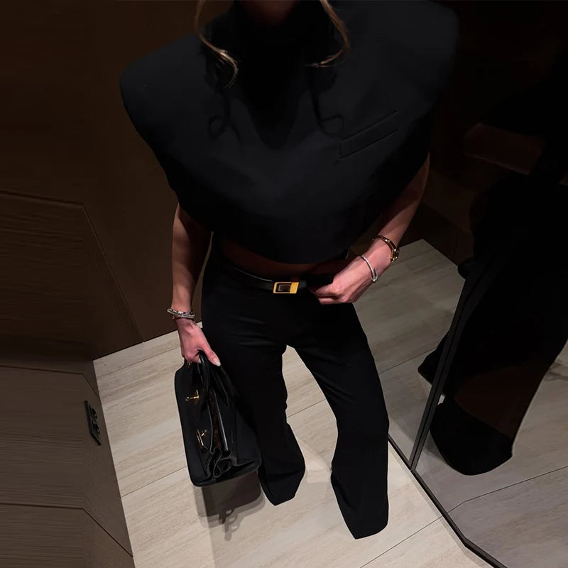 Elegant Stand Collar Women's Cape Skirts Suit Pocket Crop Tops Pleated Mini Skirt Lady Set 2026 Summer Autumn Female Outfits