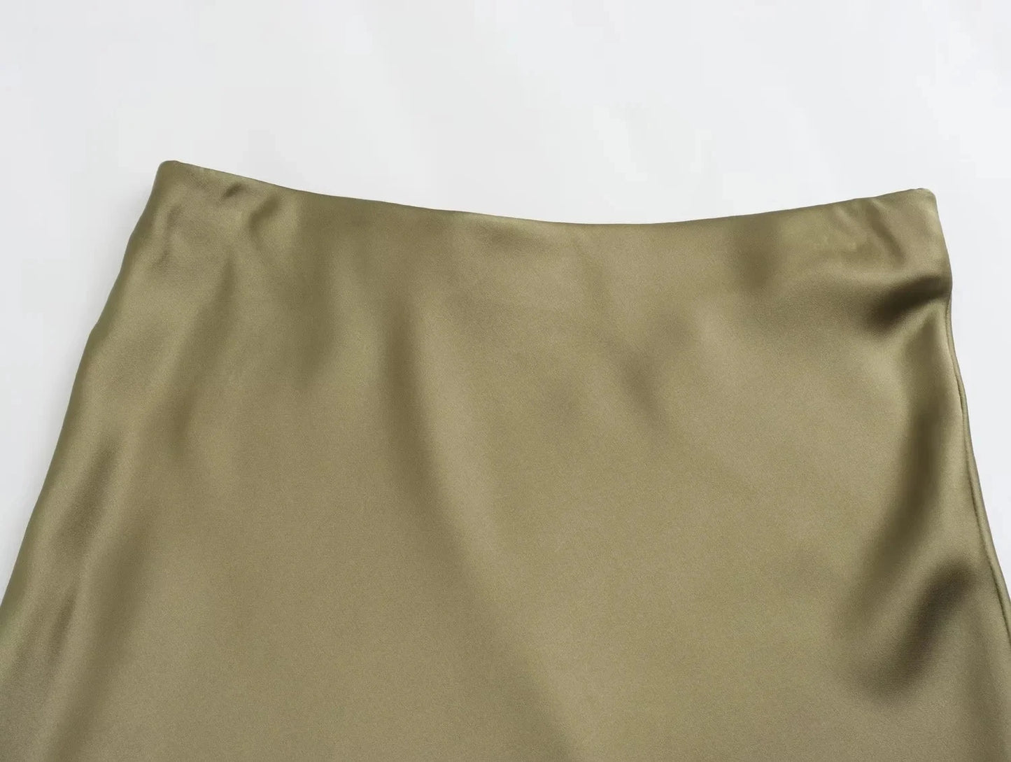 HH Women Fashion Vintage Solid Skirt Satin Slim Elastic Waist Midi Skirts Office Lady Wear Elegant Woman Chic Mermaid Skirt