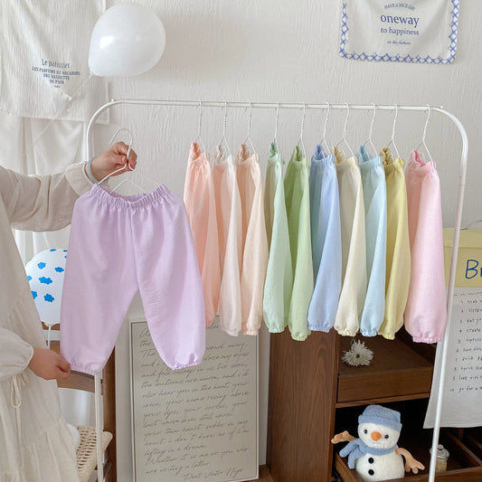 Summer Solid Color Children's Anti-mosquito Pants Loose Casual Bloomers For Kids Girls And Boys Toddler Costume Thin Trousers