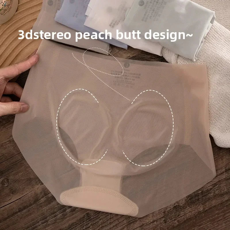 Ladies Summer Thin Quick Dry Ice Silk Triangle Panties Seamless Japanese Style Masking Butt Shaping Sexy 3D Peach Bottom Underwe