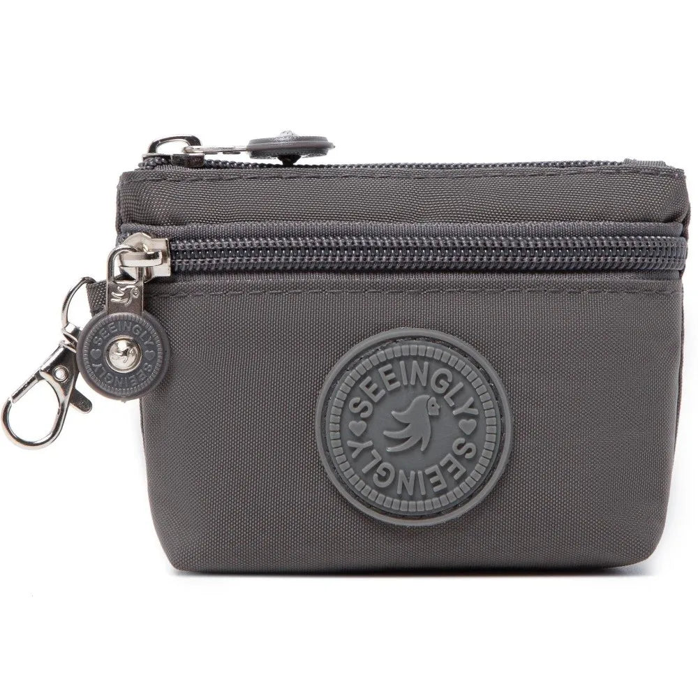 New Solid Color Women Wallet Nylon with Keychain Coin Purse Waterproof Zipper Clutch Ladies