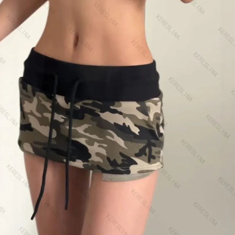 American Gothic Retro Street Style Slim Fit Camouflage Mini Skirt Summer Sexy Spicy Girls Aesthetic Female Versatile Mini Skirt
